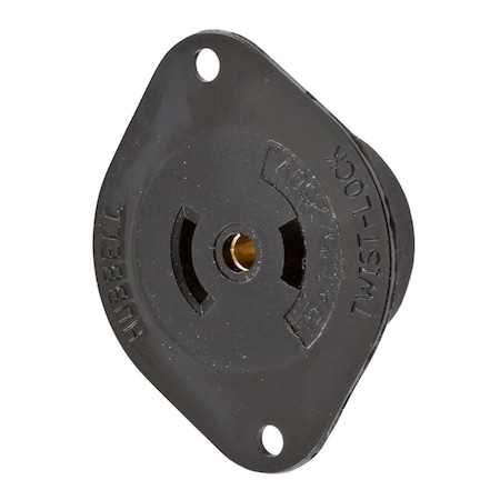 Hubbell Wiring Device-Kellems Flanged Locking Receptacle, ML-3R, 15 A, 125/250V AC, Single Phase, 3 Pole, Screw Terminals, Black HBL7487N